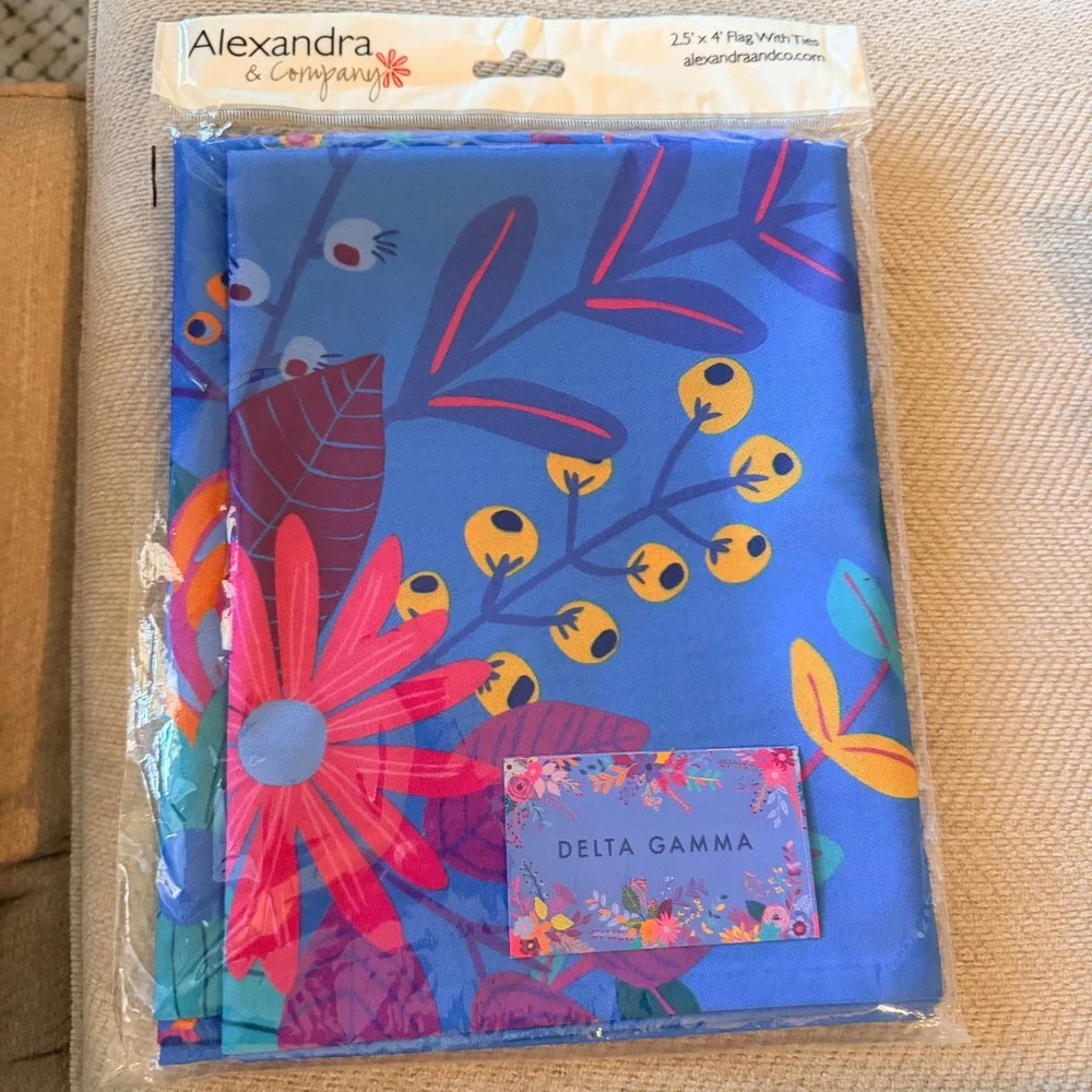 Alexandra & Company DG Delta Gamma Floral Sorority Flag Dorm Decor Blue One Size
